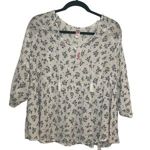 New Justice Girl’s Blue White Floral Shirt